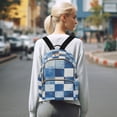 thumbnail image 7 of FORMRS Mini Backpack Purse for Women Quilted Travel Daypack Casual Shoulder Bag, Blue and Gray Plaid Pattern, 7 of 7