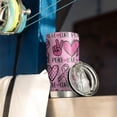 thumbnail image 3 of 20oz Tumblers Pink Breast Cancer and Love Stainless Steel Vacuum Insulated Double Wall Travel Tumbler Cups Mug with Lid and Straw,Cleaning Brush for Cold & Hot Drinks, 3 of 7