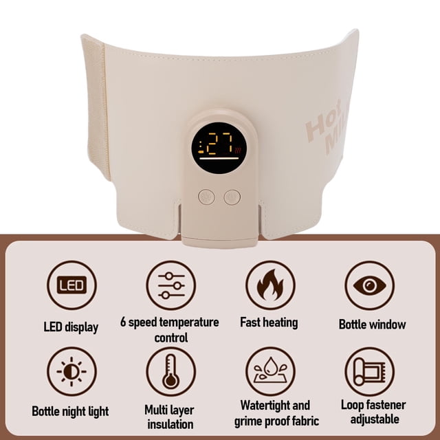 Calentador De Botellas De Leche, Cubierta De Aislamiento USB Tipo C Inalámbrico Calefacción Rápida Control De Temperatura Precisa 6 Niveles Ajustables Con Luz Nocturna