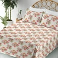 thumbnail image 3 of Ambesonne Skull Fitted & Flat Sheet with Sham 3 Pcs Set, Roses of Dead Romantic Print, Twin, Ivory Coral Pale Brown, 3 of 5