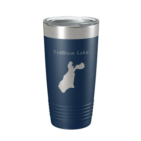 

Trillium Lake Map Tumbler Travel Mug Insulated Laser Engraved Coffee Cup Oregon 20 oz Navy Blue