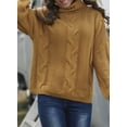 thumbnail image 4 of Asyoly Women Turtleneck Cable Knit Sweater Winter Long Balloon Sleeve Solid Color Casual Loose Oversized Chunky Pullover Cute Jumper Warm Tops S-XXL, 4 of 8