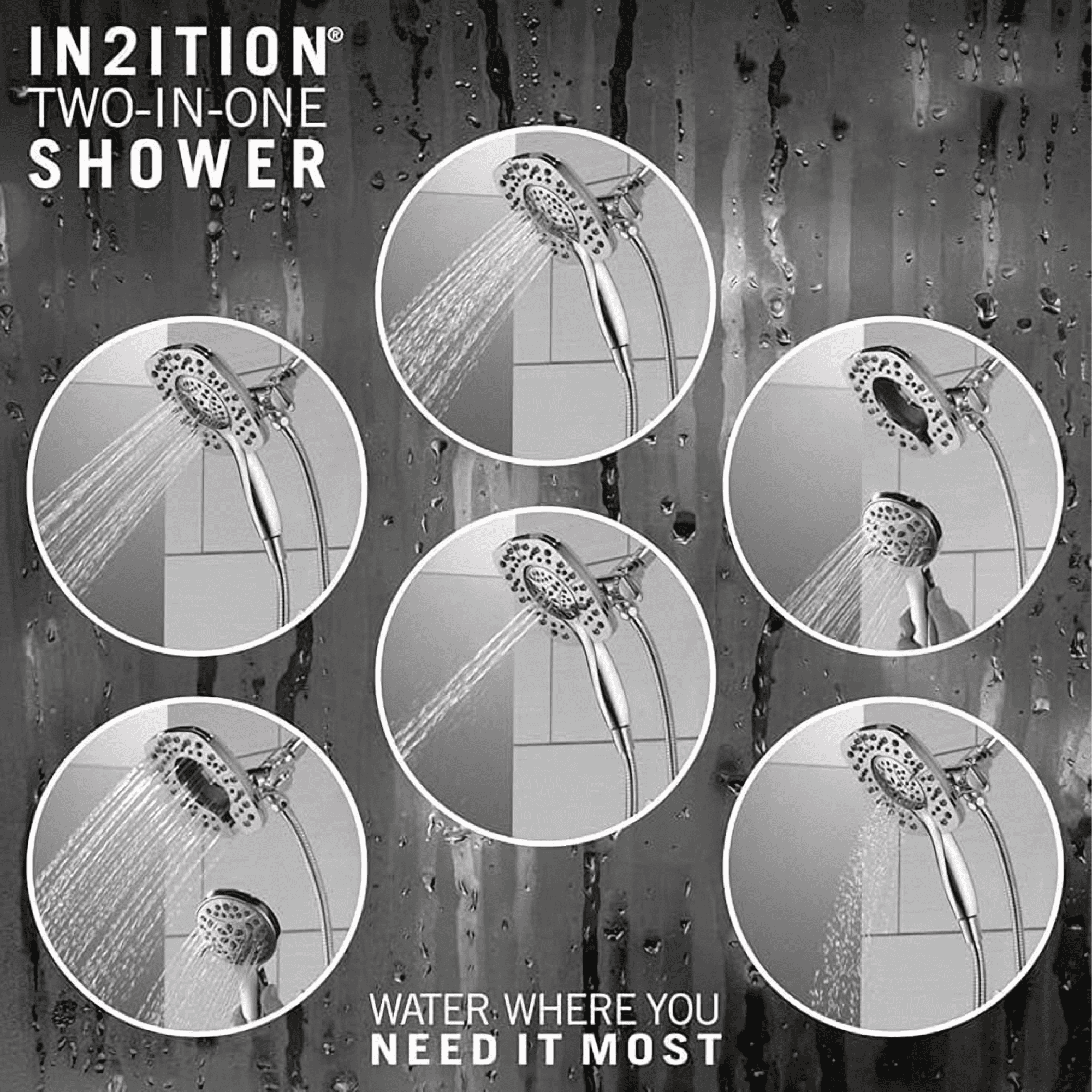 SERABETTO High Pressure Filtered  Shower Head, 2-in-1 Dual Shower Head with Filtered Shower Head& Snap on Handheld Showers High Pressure 8″Square, Handheld Rain Shower Filter Combo with Self-adhesive
