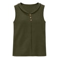 thumbnail image 4 of Gsakboxl Summer Tops for Women Women's Bubble Wrinkled Textured Fabric V Neck Tank Top Button Decor Loose Sleeveless Casual Vest L, 4 of 4