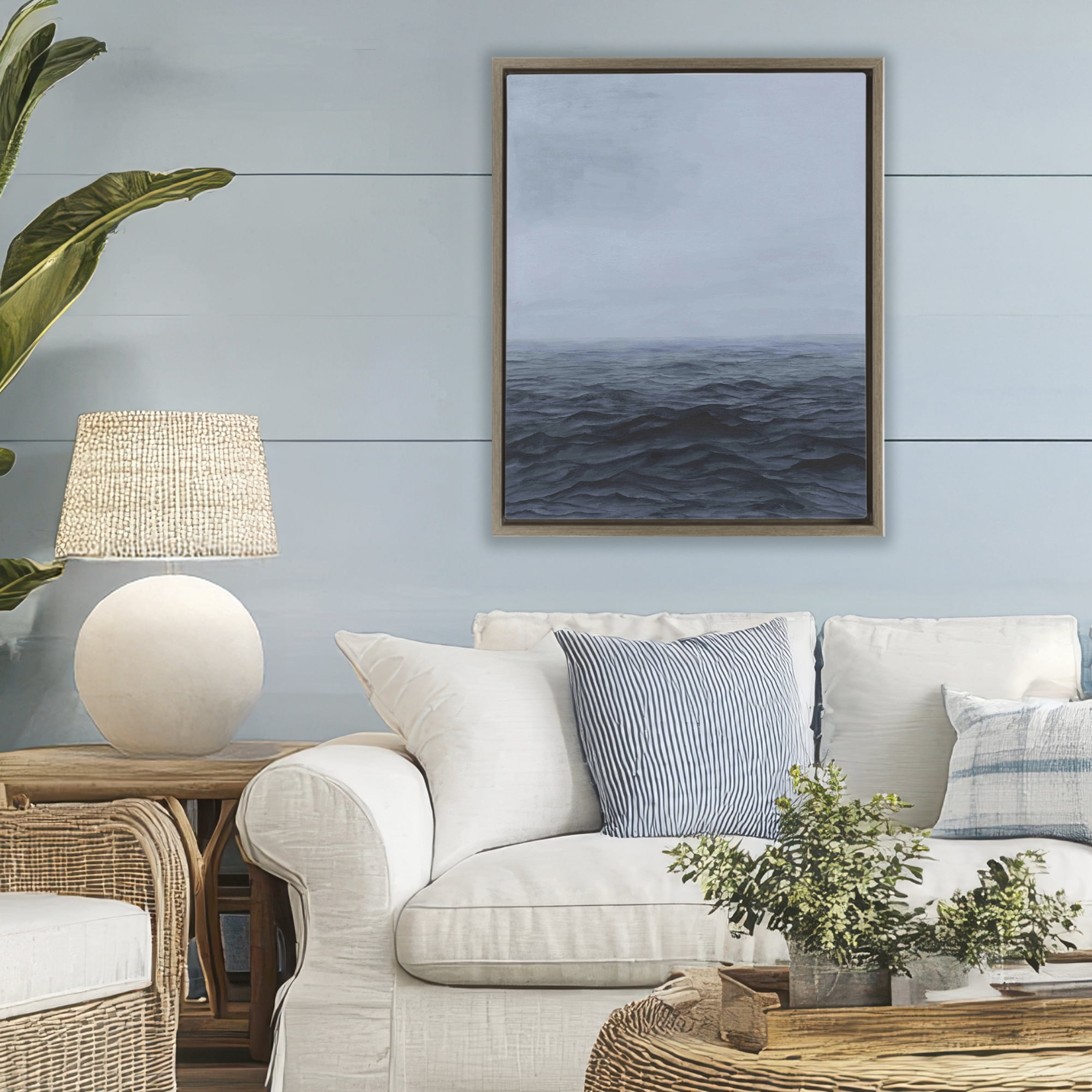 Stupell Industries Vast Ocean Expanse Brown Framed Floater Canvas Wall Art, design by Michael Willett
