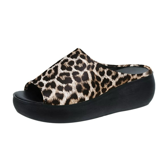 NOKIO Clearence Women's Elegant Platform Slippers Single Piece Wedge Heel Thick Sole Summer Beach Shoes Non-Slip Lightweight Design with Arch Support Cushioned Footbed