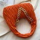 thumbnail image 5 of Bolso Media para Mujer Cadena Plisada Bolso Mano PU para Mujer Bolsos Mano (naranja), 5 of 9