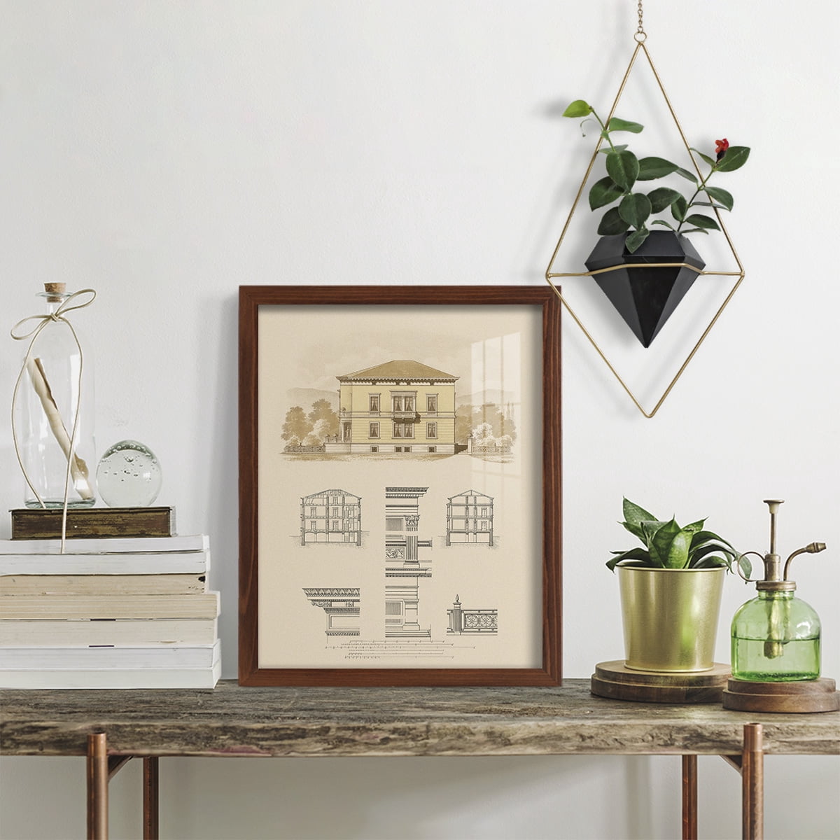 Estate and Plan II -Framed Print w/glass-Chestnut