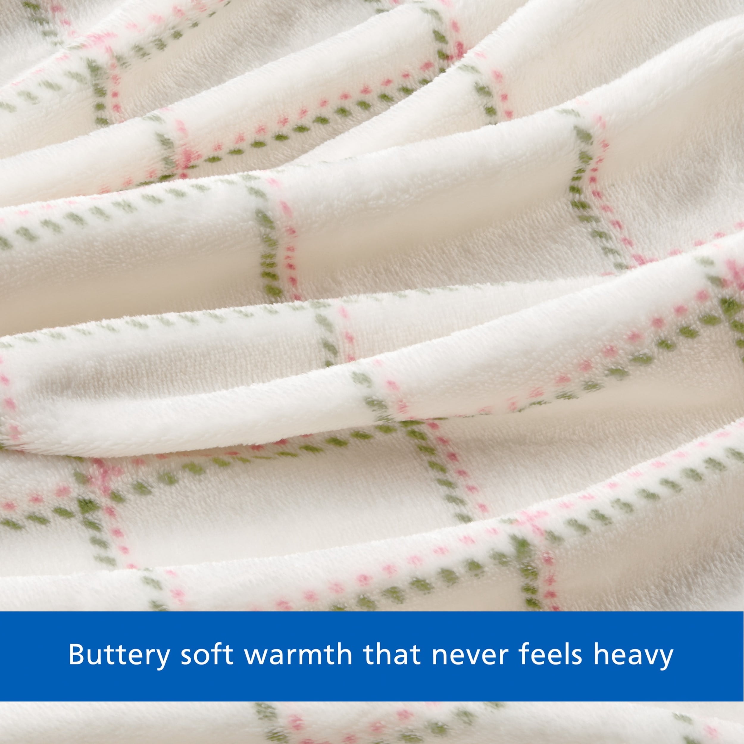 Mainstays Velvet Plush Bed Blanket, Ivory Check, King Size