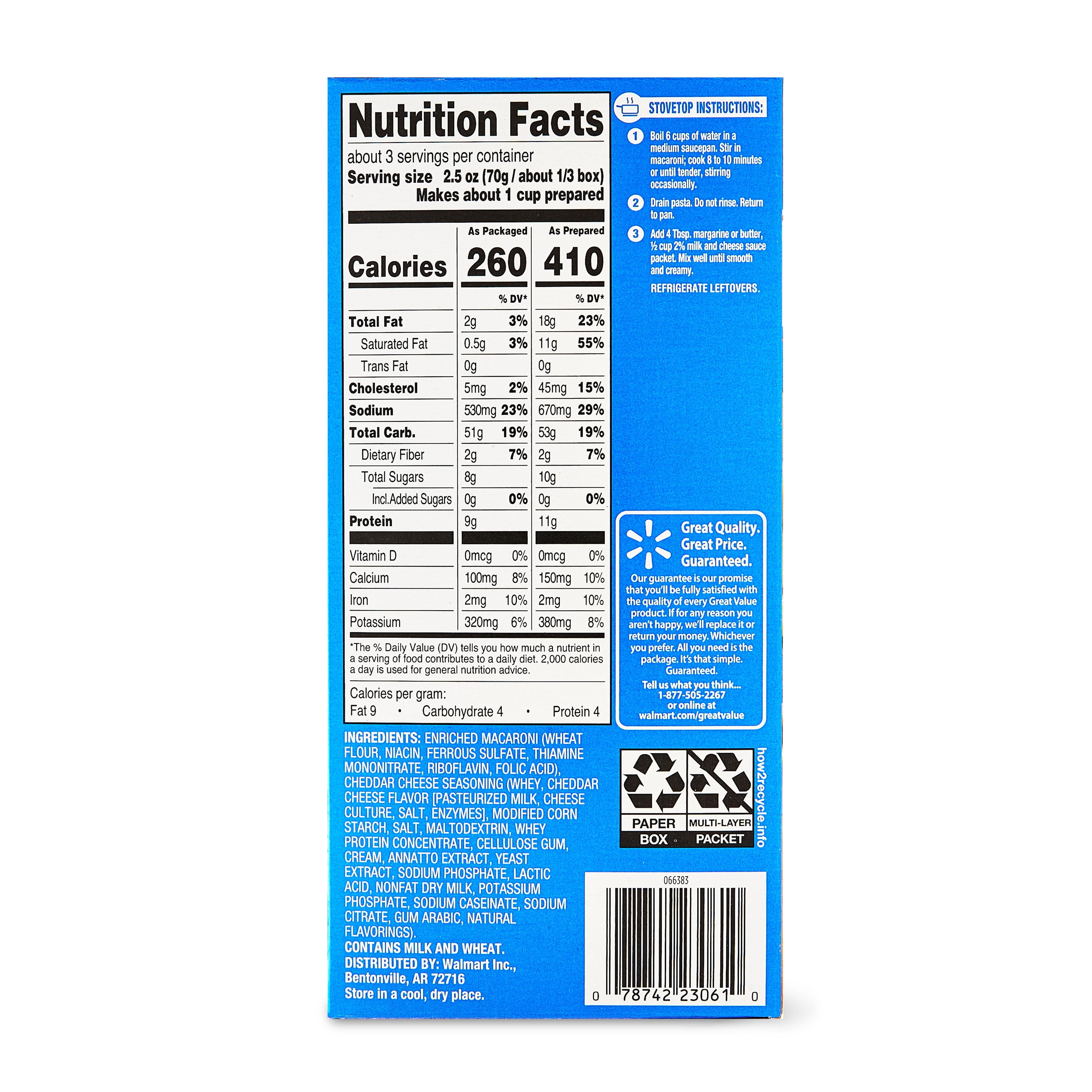 Great Value Thick & Creamy Macaroni & Cheese, 7.25 oz