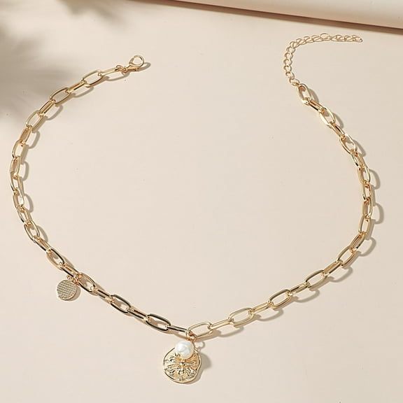 1Pcs Alloy & Natural Freshwater Pearl Pendant Paperclip Chain Necklaces Golden Charm Necklace Paperclip Chain Necklace for Women DIY Necklace Bracelet Jewelry Craft Making