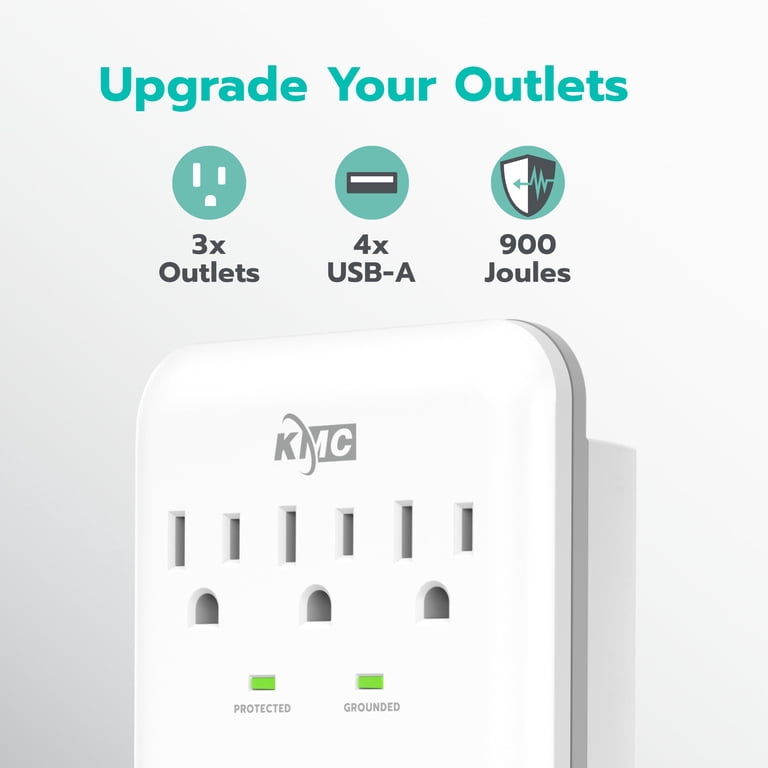 KMC Surge Protector Wall Tap with Shelf and 4 USB photo 7