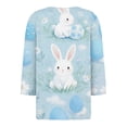 thumbnail image 6 of KDDYLITQ Women Easter Tops 3/4 Sleeve Bunny Eggs Graphic Blouse Button V Neck Polka Dot Eggs Soft Tees Carrots Spring Holiday Pullover Sky Blue XL, 6 of 6