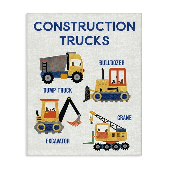 Stupell Industries Educational Construction Trucks Quotes and Sayings Painting Wrapped Canvas Canvas Art Print Wall Art, 16 x 20