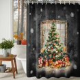 thumbnail image 3 of Christmas Xmas Shower Curtains for Bathroom, Tree Ball Fruits Snowflake Black Waterproof Fabric Shower Curtain for Bathroom Bathtub Decoration, Machine Washable, 72"x72", 3 of 9