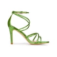 thumbnail image 3 of BLISSFUL STEP Women's Open Toe Strappy Straps Prom Stiletto Heels Sandals Green 8.5, 3 of 7