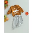 thumbnail image 3 of Wassery Baby Boys Girls Halloween Clothes 6M 12M 18M 24M 3T Toddler Long Sleeve Letter Pumpkin Print Sweatshirt Top Elastic Waist Sweatpants Casual Fall Outfit 0-3Y, 3 of 9