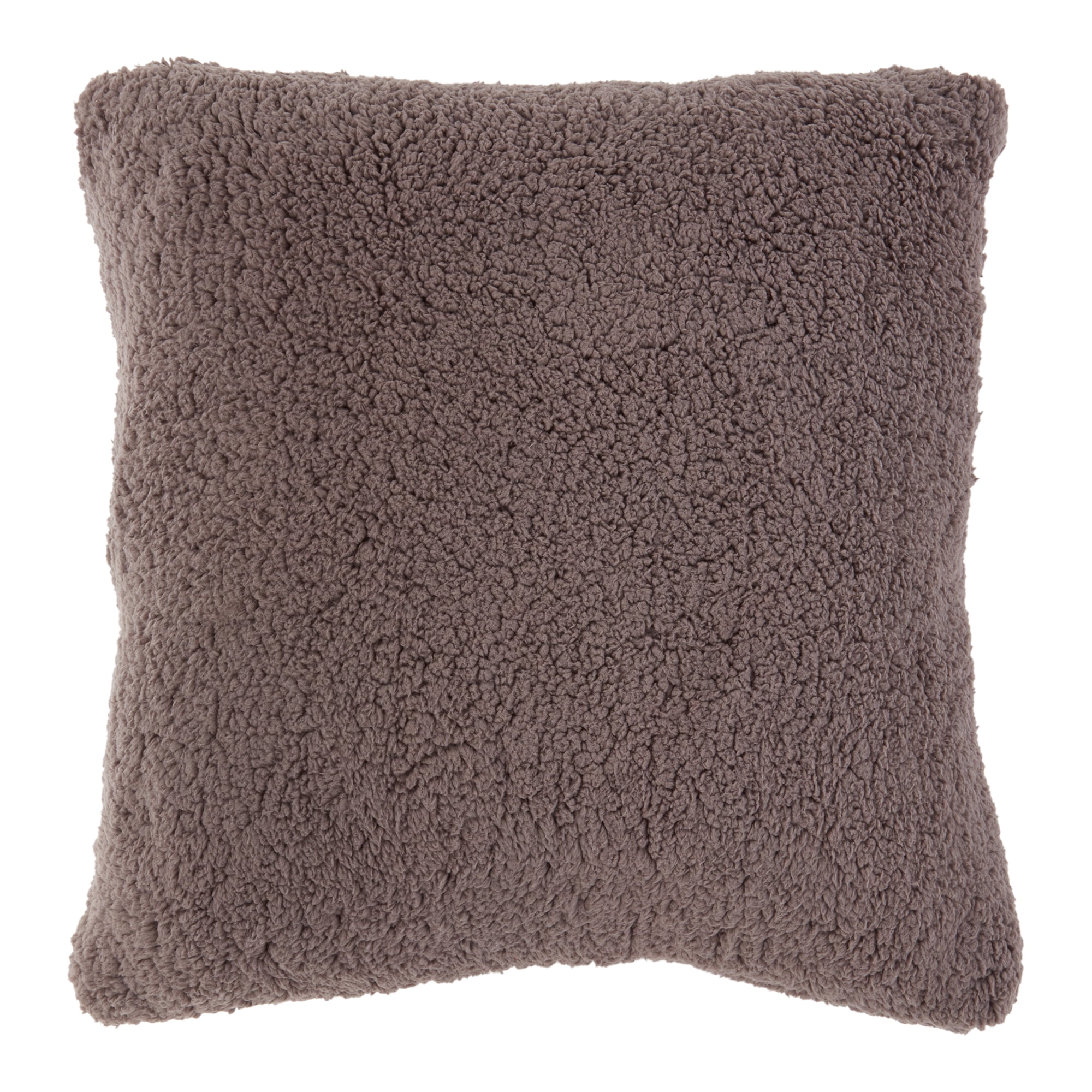 24" x 24" Sherpa Throw Pillow Cover in Fossil Gray