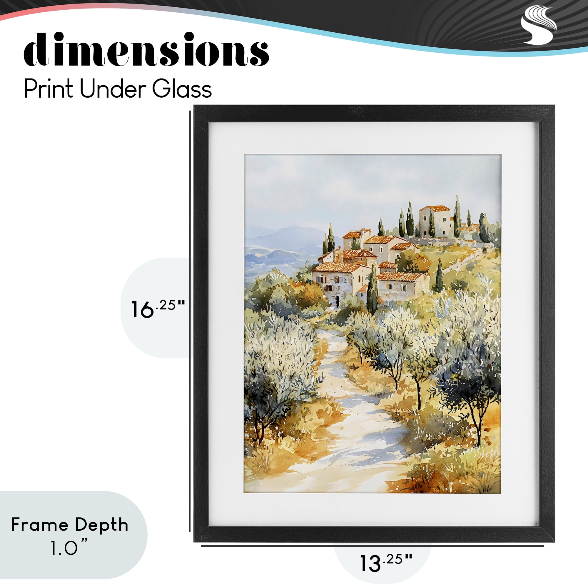 Stupell Industries Tuscan Hilltop Village View Black Framed Print Under Glass, design by LSR Design Studio
