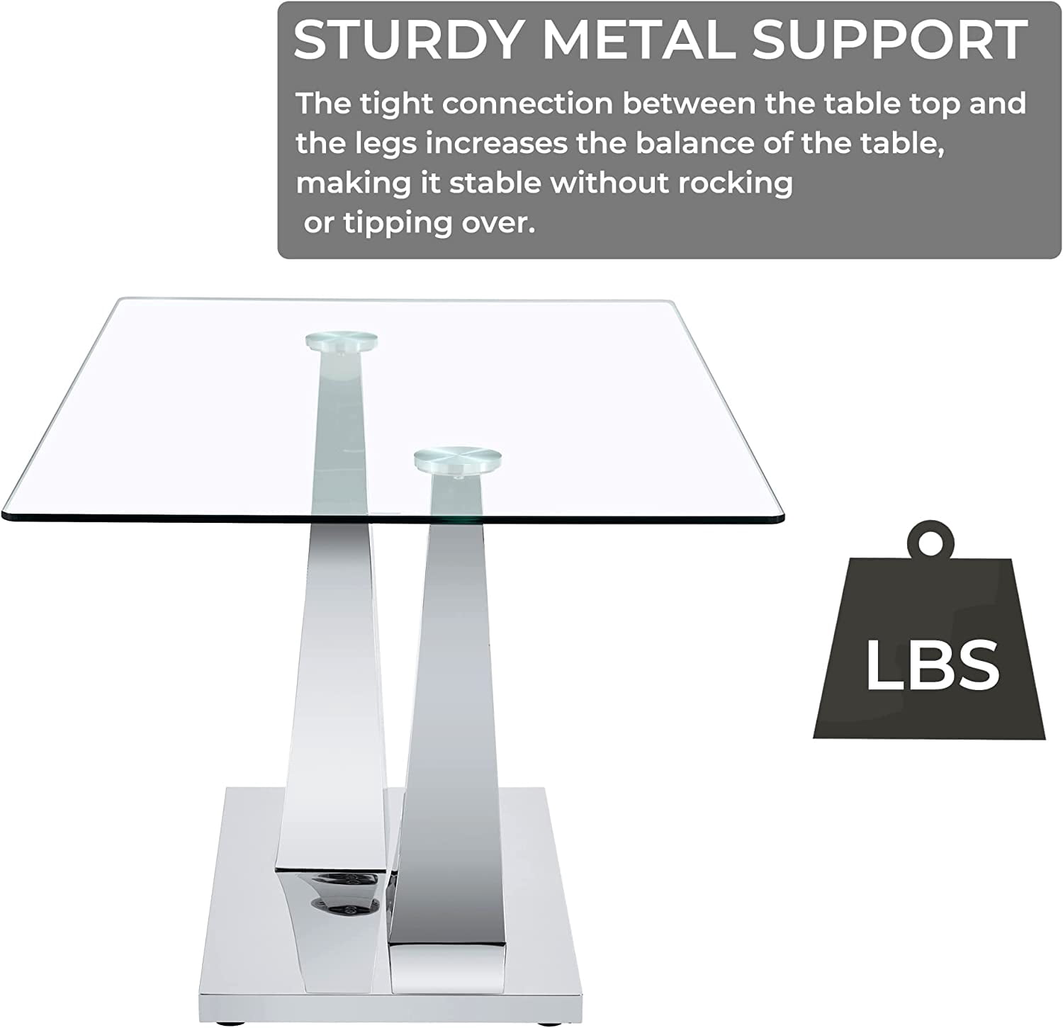 Sumdeal 63" Glass Dining Table for 4-6 people,Modern Dining Room Table for 4, Kitchen Table for 6, Dinner Table with Rectangle Tempered Glass Top and Chrome Silver Base