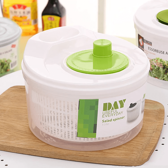 Salad Spinner Vegetable Dryer, 3.4 Quart Fruit Veggie Bowl Lockable Colander Basket and Lid with Drawcord Switch