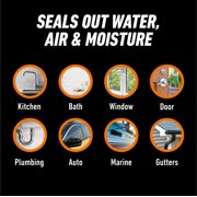 Gorilla Waterproof Caulk & Seal Silicone Sealant, 10oz Cartridge - White Caulking Sealant for Kitchen, Window, Bath, Marine, Door and More