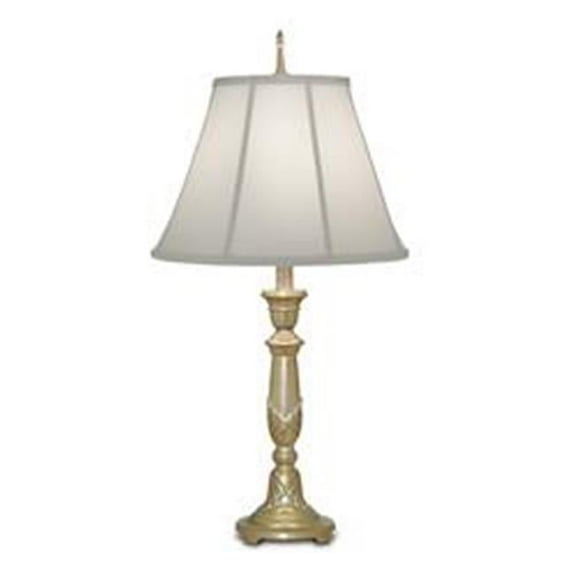 Stiffel TL-N8047-MS 29 in. Milano Silver Table Lamp with Oyster Silksheen Shade