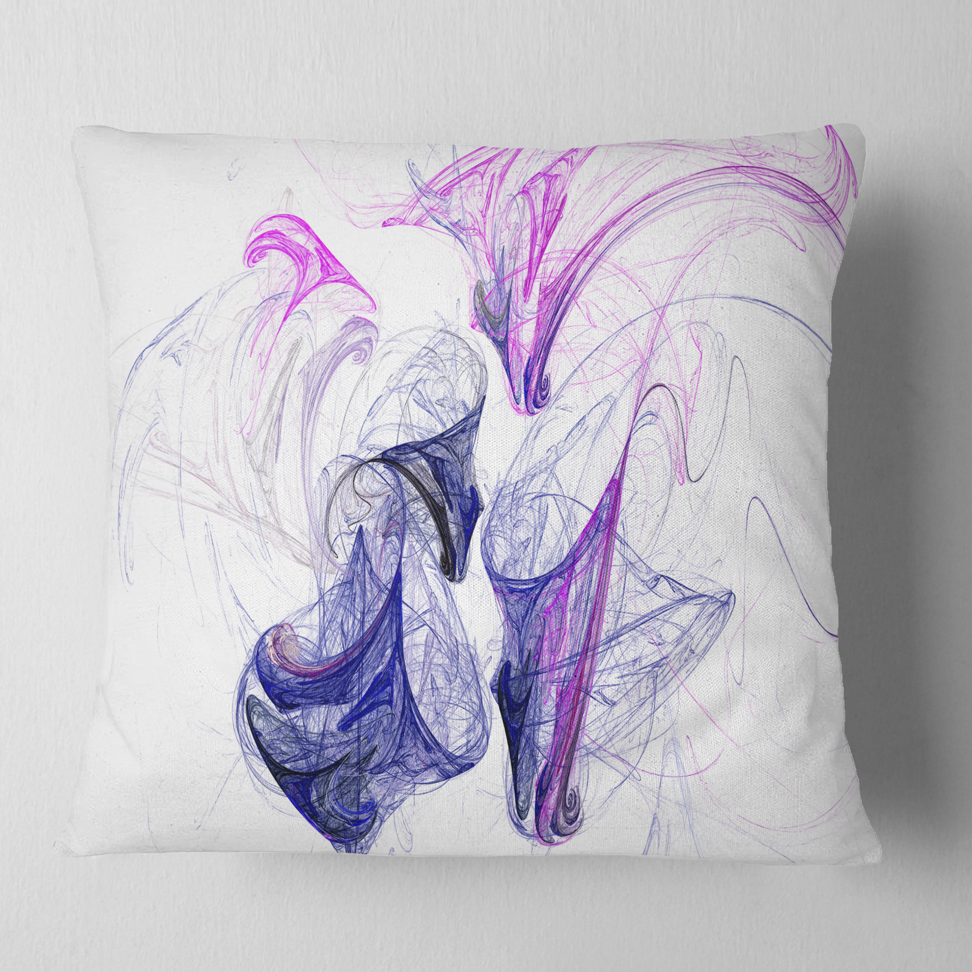 Designart Colored Smoke Purple - Abstract Throw Pillow - 16x16