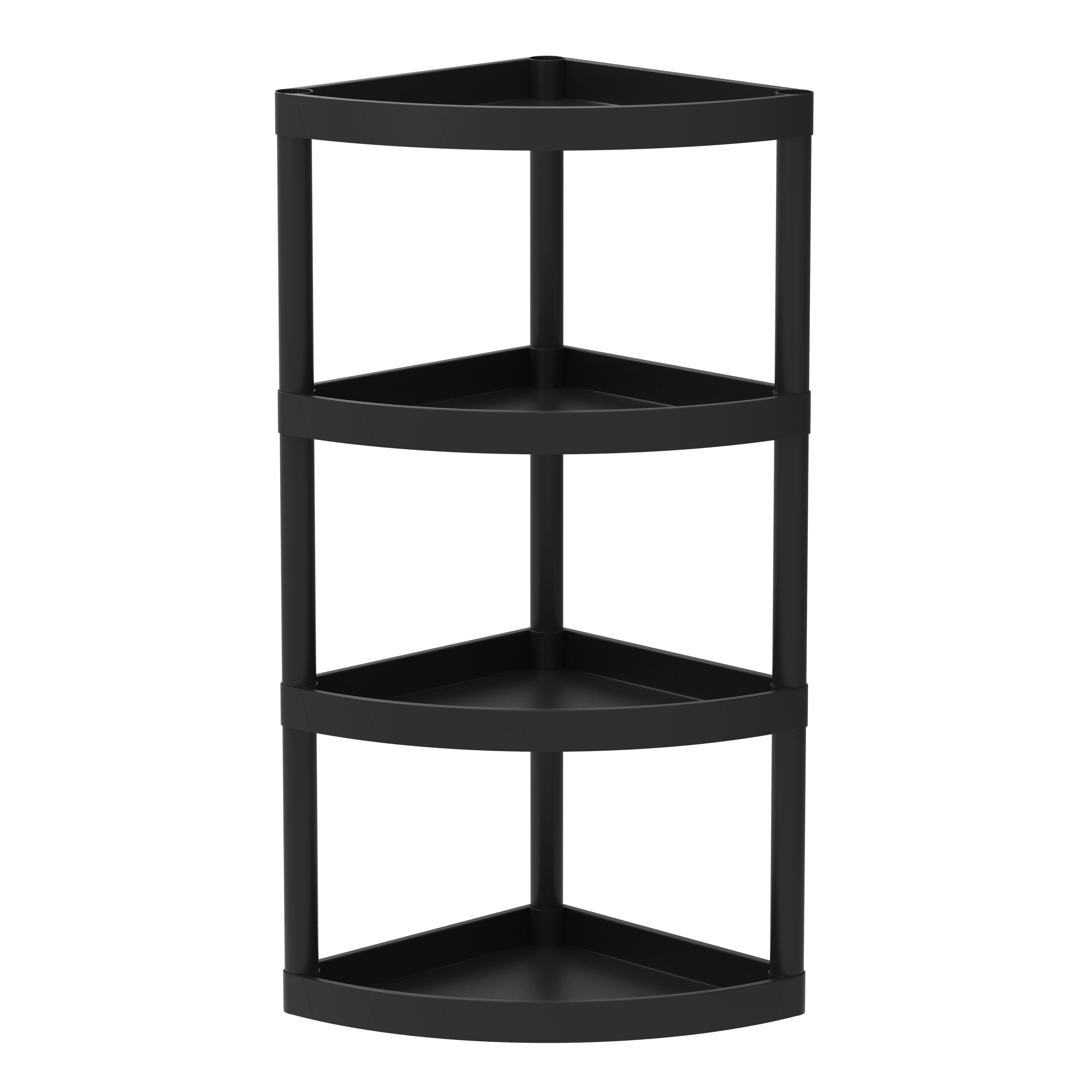 Hyper Tough 4 Tier Plastic Corner Shelf, Black