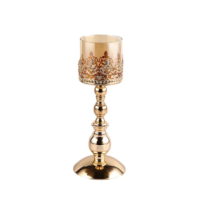 Candelabro de cristal dorado para comedor, sala de estar, de M 13x13x33cm Sunnimix candelabro de cristal