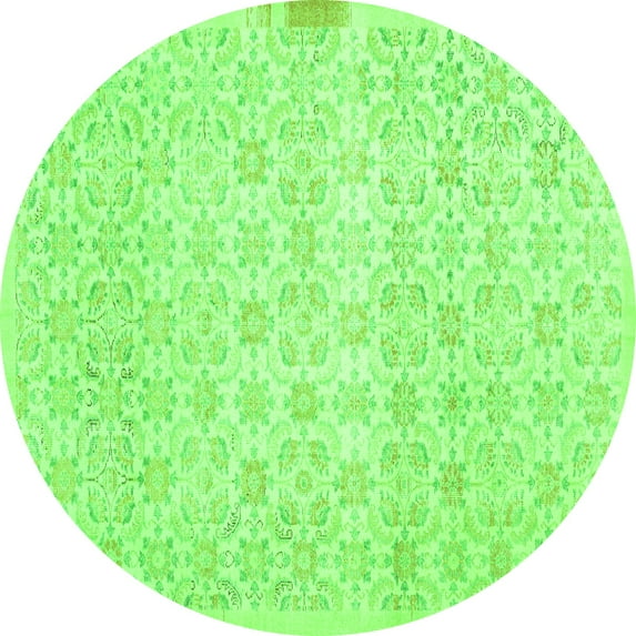 Ahgly Company Indoor Round Abstract Green Contemporary Area Rugs, 8' Round