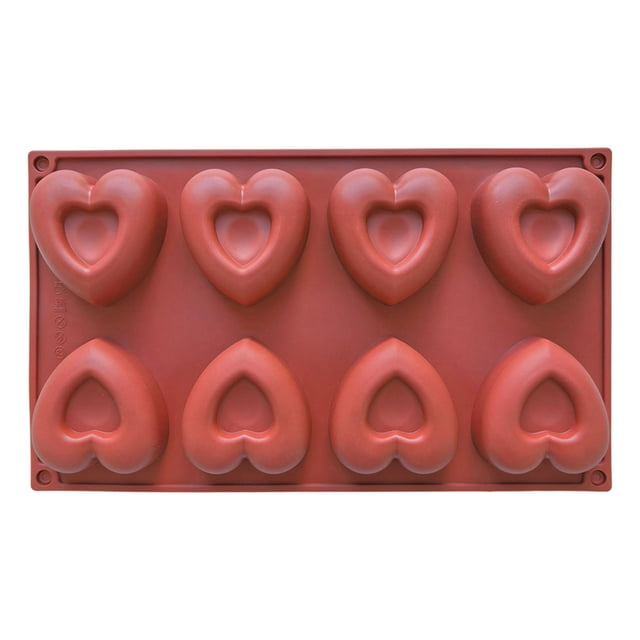 Molde de silicona en forma de corazón para chocolate y cubitos de hielo - Bandeja de caramelos casera de 8 cavidades para golosinas de San Valentín