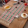 thumbnail image 2 of Nvzi-a Table Runner, Boho Table Runner Cotton Linen Table Decorations, Farmhouse Table Runners with Tassels for Bohemian Wedding Bridal Shower Rustic Home Dining Table Decor (Red/Argyle, 12x90), 2 of 3