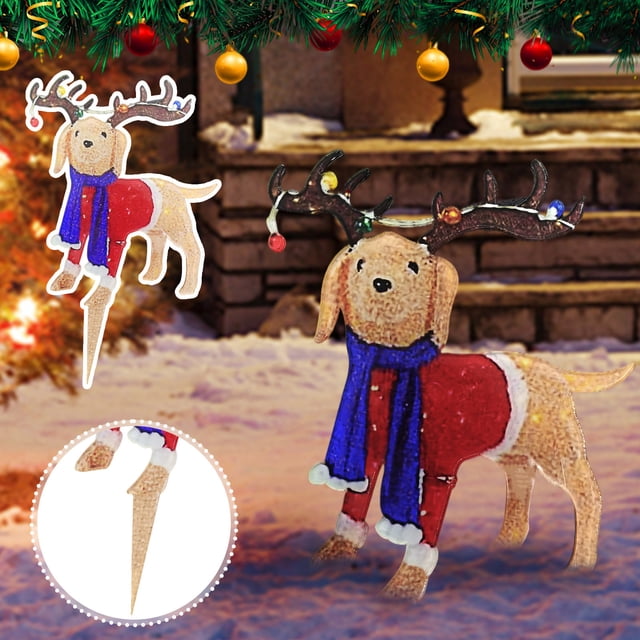 Fiudx Liquidación de ahorros de verano Animales navideños iluminados, animales brillantes con tiras de luces para decoración de patios al aire libre, luces LED decorativas navideñas preiluminadas art