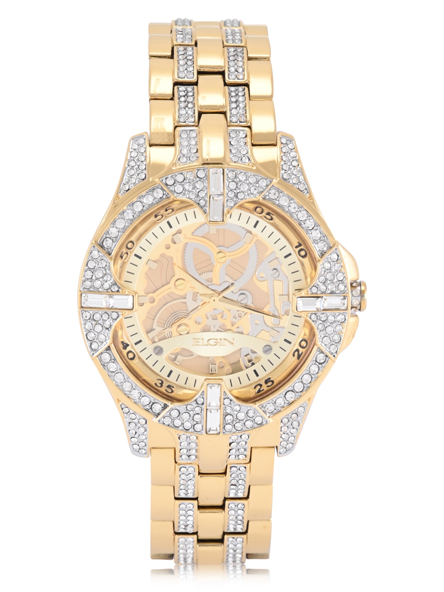 Elgin Adult Male Analog Watch and Bracelet Set Square Dial in Gold