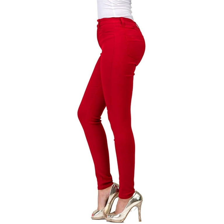 WANYNG pants for women Waisted Rise High Pant Stretc For Skinny Jeans Pants  womens fall fashion 2022 Red S