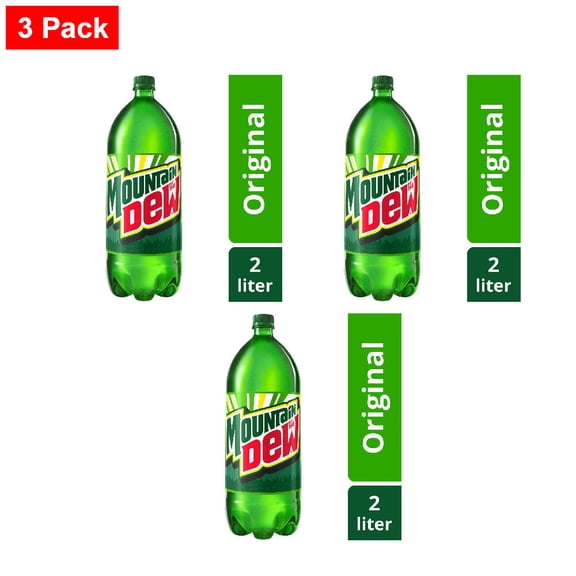Mountain Dew Soda Bottle 2 liter - 3 Pack