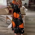 thumbnail image 2 of Vestido largo de manga corta de Halloween de encaje con cuello en V informal con estampado de verano para mujer a la moda Fridja bnh6175, 2 of 5