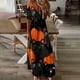 thumbnail image 2 of Vestido largo de manga corta de Halloween de encaje con cuello en V informal con estampado de verano para mujer a la moda Fridja bnh6177, 2 of 5