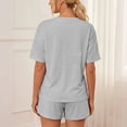 thumbnail image 3 of Mecto Women's Classic Striped Pajama Set Short Sleeve Round Neck Soft Stretchy Breathable Sleepwear with Side Slit Shorts Size M, 3 of 6