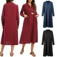 thumbnail image 3 of Vestido, Vestido de manga larga para mujer con bolsillos Vestido de fiesta informal de talla grande Abody Negro/XX-grande, 3 of 7