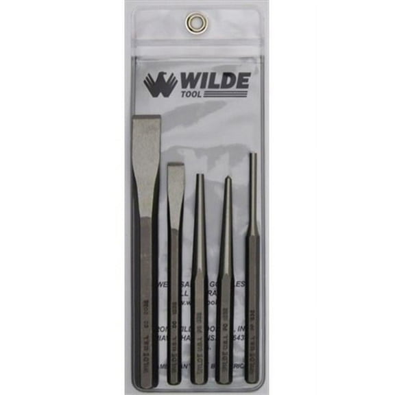 Wilde Tool K 5.Np/Vp 5-Piece Punch & Chisel Set Natural Finish-Vinyl Pouch
