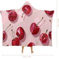 thumbnail image 2 of With Cherry Pattern Hooded Blanket Soft Arctic Velvet Blanket Hoodie Wearable Blankets All Season Blankets for Bed, 2 of 6
