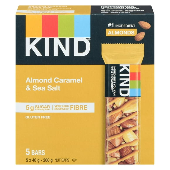 KIND Amandes, caramel et sel de mer 5 x 40 g barres, 200 g