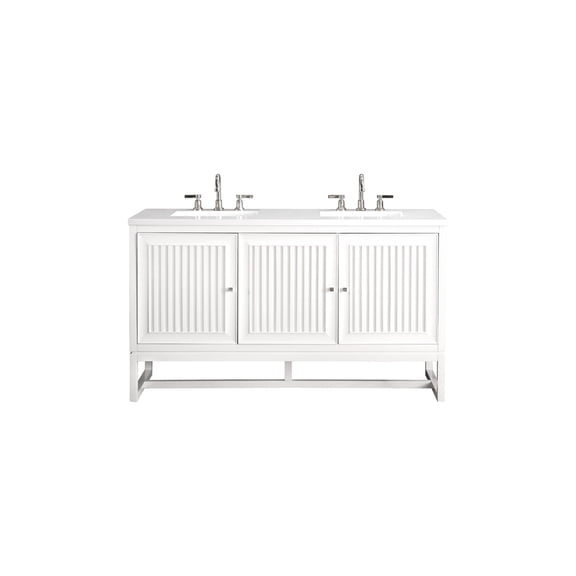James Martin Vanities E645-V60d-3Wz Athens 60" Free Standing Double Basin Vanity Set -