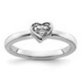 thumbnail image 3 of Auriga Fine Jewelry 925 Sterling Silver White Topaz Heart Ring Size 5 Valentine's Day Gift for Women, 3 of 6