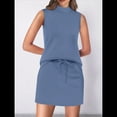 thumbnail image 4 of Conjuntos de Falda de 2 Piezas para Mujer, Conjuntos de Verano para Vacaciones en la Playa, Blusas de Cuello Alto, Falda de Tenis, Conjuntos de Estar por Casa. Gris Azul XXL, 4 of 9