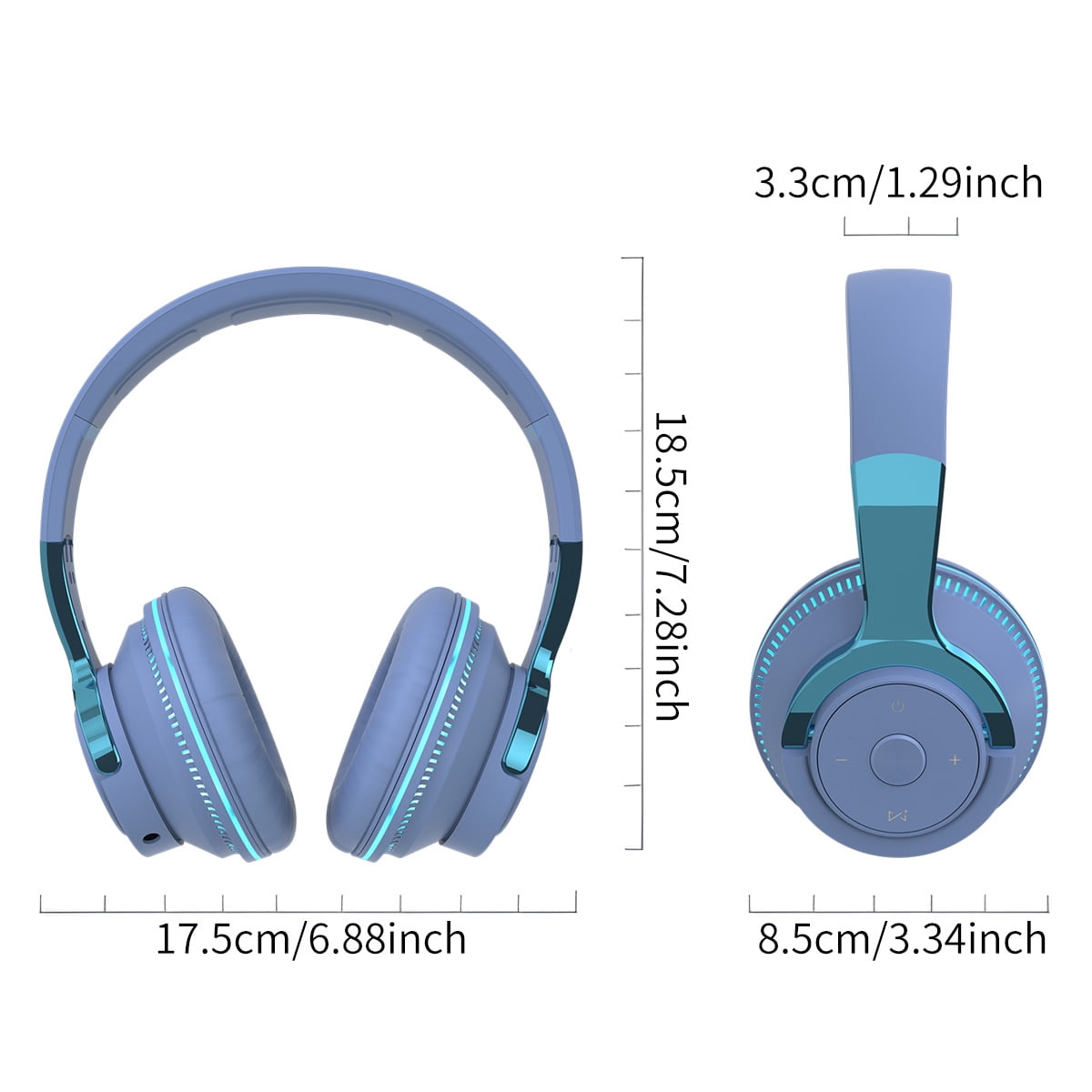 Foldable Wireless Bluetooth Headset with Mic - Stereo Sound, Stretchable Design - Support Card/Bluetooth/AUX Mode - RGB Light and Breathable Soft Earmuffs - Suitable for Games, Music and Calls
