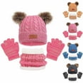 thumbnail image 4 of Zwiiyzr 1-11Y Kids 3 Pcs Winter Knit Beanie Hat Scarf and Gloves Set Thick Warm Ski Hat With Pompom for Girls Boys Yellow, 4 of 4
