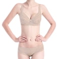thumbnail image 2 of Chuancc Bralette Corset Bustier Bra For Women Bra And Panty 2 Piece 2 Pairs Lace Bra Bra Underwear Set Underwear Sets For Women Plus Size Lace Bralette Beige 34, 2 of 9